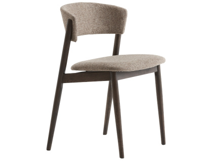 Tmavá dubová jídelní židle Unique Furniture Revere s béžovým sedákem