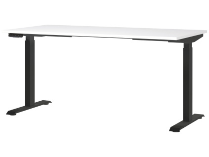 Bílý výškově nastavitelný pracovní stůl Germania Mailand 160 x 80 cm s černou podnoží