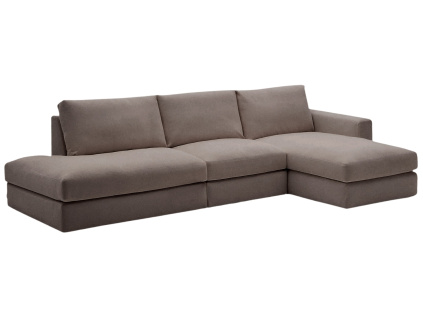 Tmavě hnědá modulární rohová pohovka Alea 340 cm, pravá