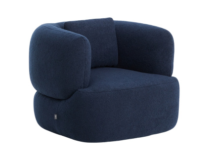 Tmavě modré bouclé otočné křeslo Kave Home Martina