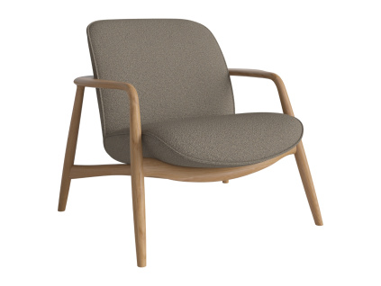 Světle hnědé bouclé křeslo Bowie s dubovou podnoží