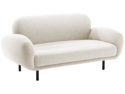 Bílá bouclé dvoumístná pohovka Micadoni Poppy 148 cm