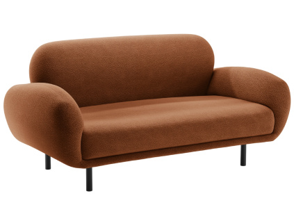 Terakotově oranžová bouclé dvoumístná pohovka Micadoni Poppy 148 cm