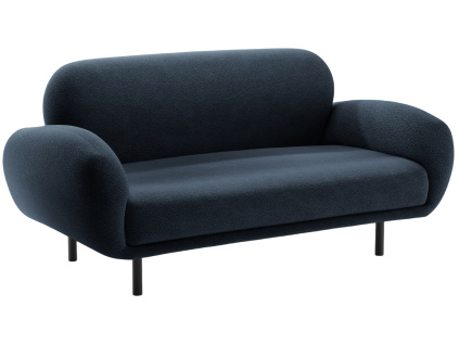 Tmavě modrá bouclé dvoumístná pohovka Micadoni Poppy 148 cm