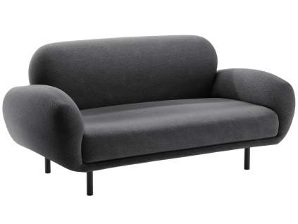 Tmavě šedá bouclé dvoumístná pohovka Micadoni Poppy 148 cm