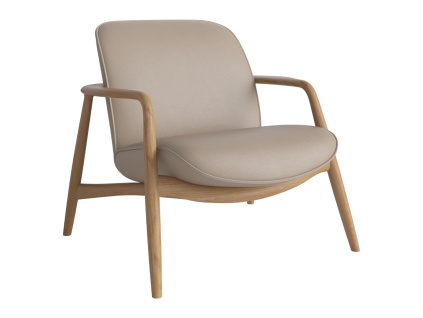 Pískově hnědé kožené křeslo Bowie s dubovou podnoží