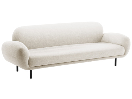 Bílá bouclé trojmístná pohovka Micadoni Poppy 208 cm