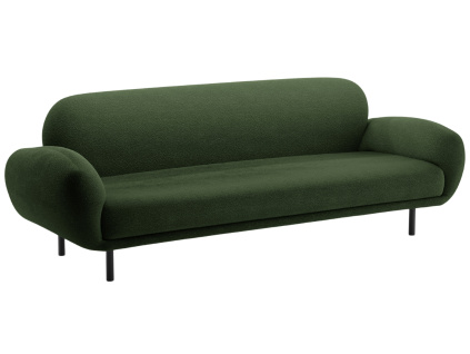 Zelená bouclé trojmístná pohovka Micadoni Poppy 208 cm