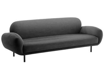 Tmavě šedá bouclé trojmístná pohovka Micadoni Poppy 208 cm