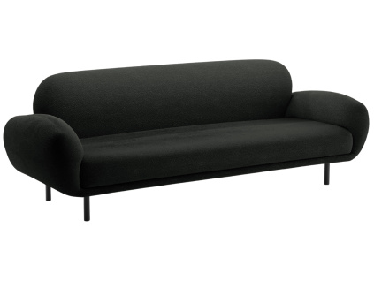 Černá bouclé trojmístná pohovka Micadoni Poppy 208 cm