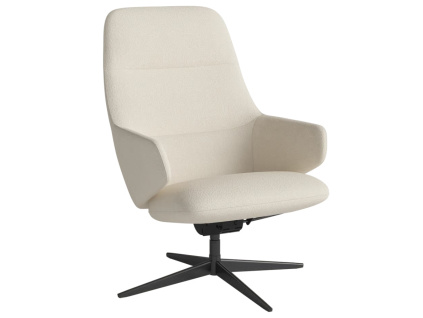 Krémově bílé bouclé otočné křeslo Clara s černou podnoží