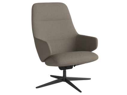 Světle hnědé bouclé otočné křeslo Clara s černou podnoží