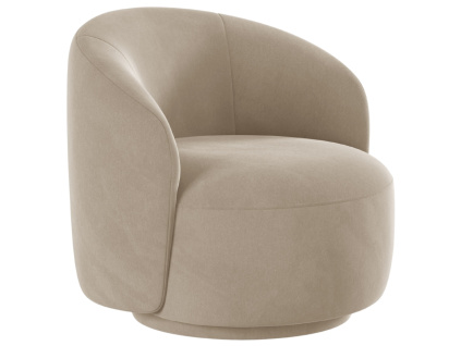 Světle béžové sametové otočné křeslo Micadoni Letizia