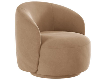 Pískově hnědé sametové otočné křeslo Micadoni Letizia
