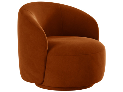 Terakotově oranžové sametové otočné křeslo Micadoni Letizia