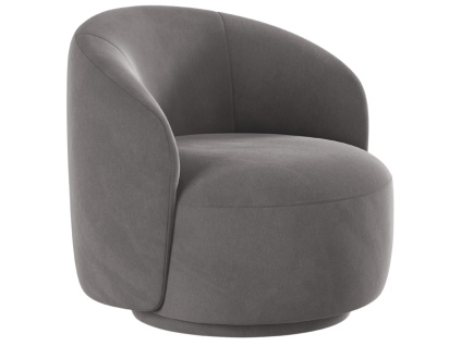 Šedé sametové otočné křeslo Micadoni Letizia