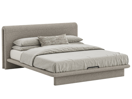 Béžová bouclé dvoulůžková postel Nola 200 x 200 cm