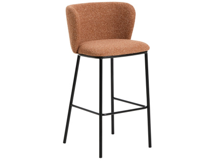 Terakotová čalouněná barová židle Kave Home Ciselia 75 cm