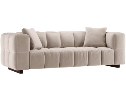 Béžová sametová rozkládací pohovka MICADONI Puma 260 cmPuma MICADONI nová verze