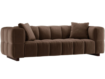 Čokoládově hnědá sametová rozkládací pohovka MICADONI Puma 260 cm