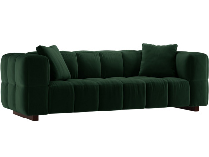 Lahvově zelená sametová rozkládací pohovka MICADONI Puma 260 cm