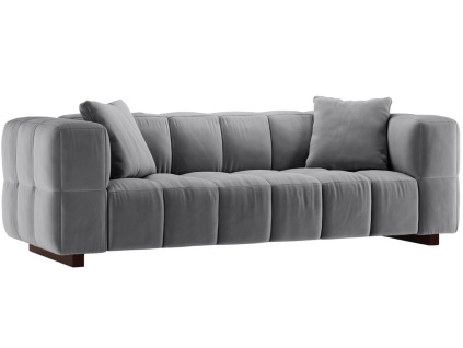 Šedá sametová rozkládací pohovka MICADONI Puma 260 cm