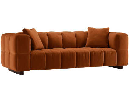 Terakotově oranžová sametová rozkládací pohovka MICADONI Puma 260 cm