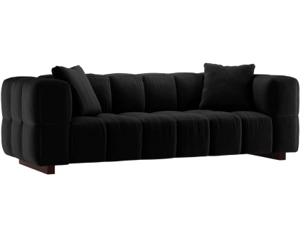 Černá sametová rozkládací pohovka MICADONI Puma 260 cm