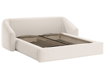 Světle béžová čalouněná dvoulůžková postel Cosmopolitan Design Campi 180 x 200 cm s úložným prostorem