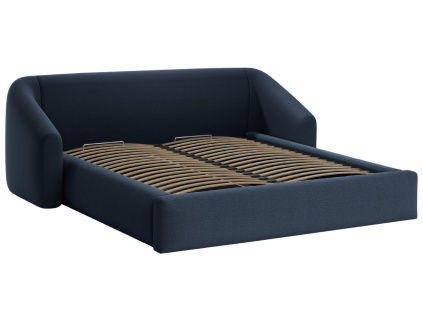 Modrá čalouněná dvoulůžková postel Cosmopolitan Design Campi 180 x 200 cm s úložným prostorem