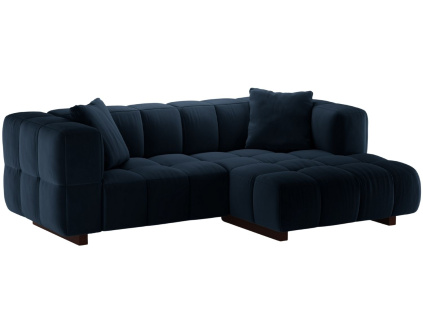 Královsky modrá sametová rozkládací pohovka MICADONI Puma 260 cm, pravá