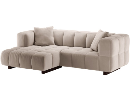 Béžová sametová rozkládací pohovka MICADONI Puma 260 cm, levá