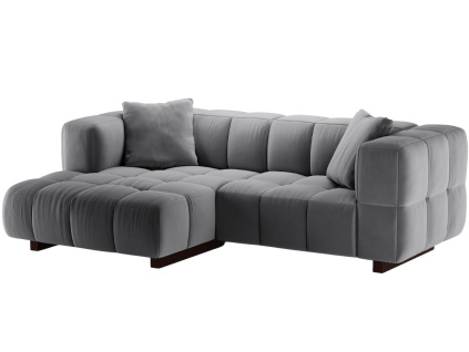 Šedá sametová rozkládací pohovka MICADONI Puma 260 cm, levá