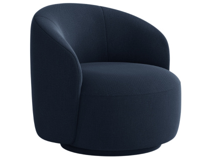Tmavě modré čalouněné otočné křeslo Micadoni Letizia