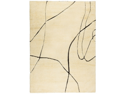 Bílo-černý vlněný koberec Sign 160 x 230 cm