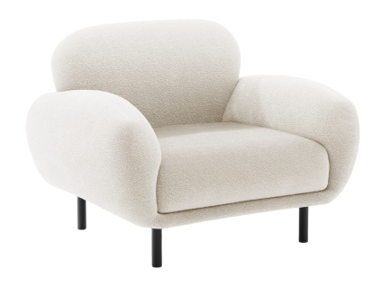 Bílé bouclé křeslo Micadoni Poppy