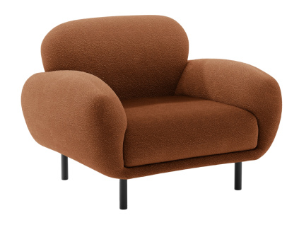 Terakotově oranžové bouclé křeslo Micadoni Poppy