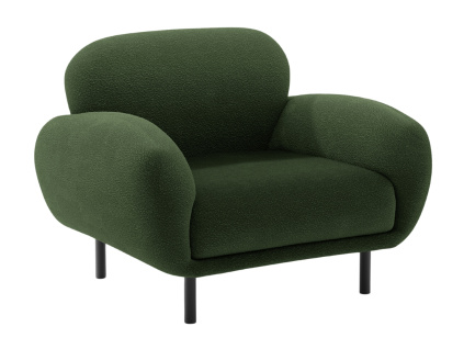 Zelené bouclé křeslo Micadoni Poppy