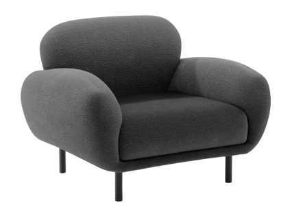 Tmavě šedé bouclé křeslo Micadoni Poppy