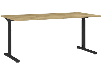 Černý výškově nastavitelný pracovní stůl Germania Profi 2.0 160 x 80 cm s dubovým dekorem