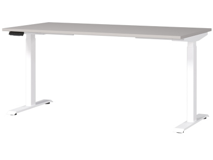 Krémově bílý výškově nastavitelný pracovní stůl Germania Mailand 160 x 80 cm s bílou podnoží