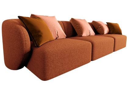 Terakotově oranžová čalouněná trojmístná pohovka Chiara 266 cm