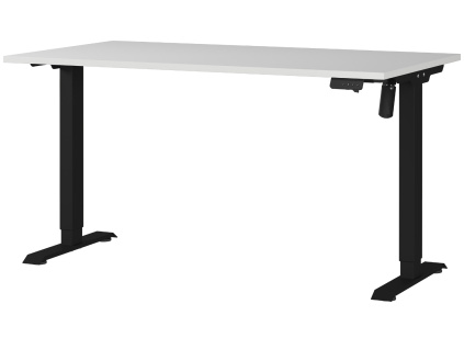 Světle šedý výškově nastavitelný pracovní stůl Germania Profi 2.0 140 x 80 cm s černou podnoží