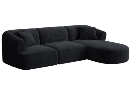 Černá manšestrová rohová pohovka Cosmopolitan Design Campi 256 cm, pravá