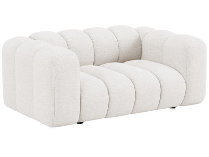 Bílá bouclé dvoumístná pohovka Micadoni Lupine 170 cm