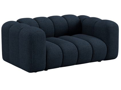 Tmavě modrá bouclé dvoumístná pohovka Micadoni Lupine 170 cm