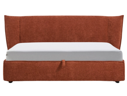 Terakotová dvoulůžková postel Arvian 180 x 200 cm s úložným prostorem