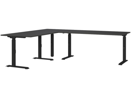 Tmavě šedý výškově nastavitelný pracovní stůl Germania Mailand 240 x 200 cm
