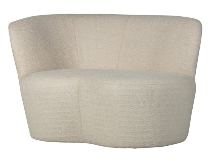 Bílá bouclé lenoška Stone 112 cm, levá