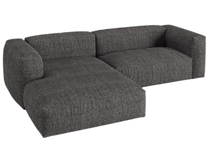 Antracitově šedá bouclé rohová pohovka Martina 280 cm, levá